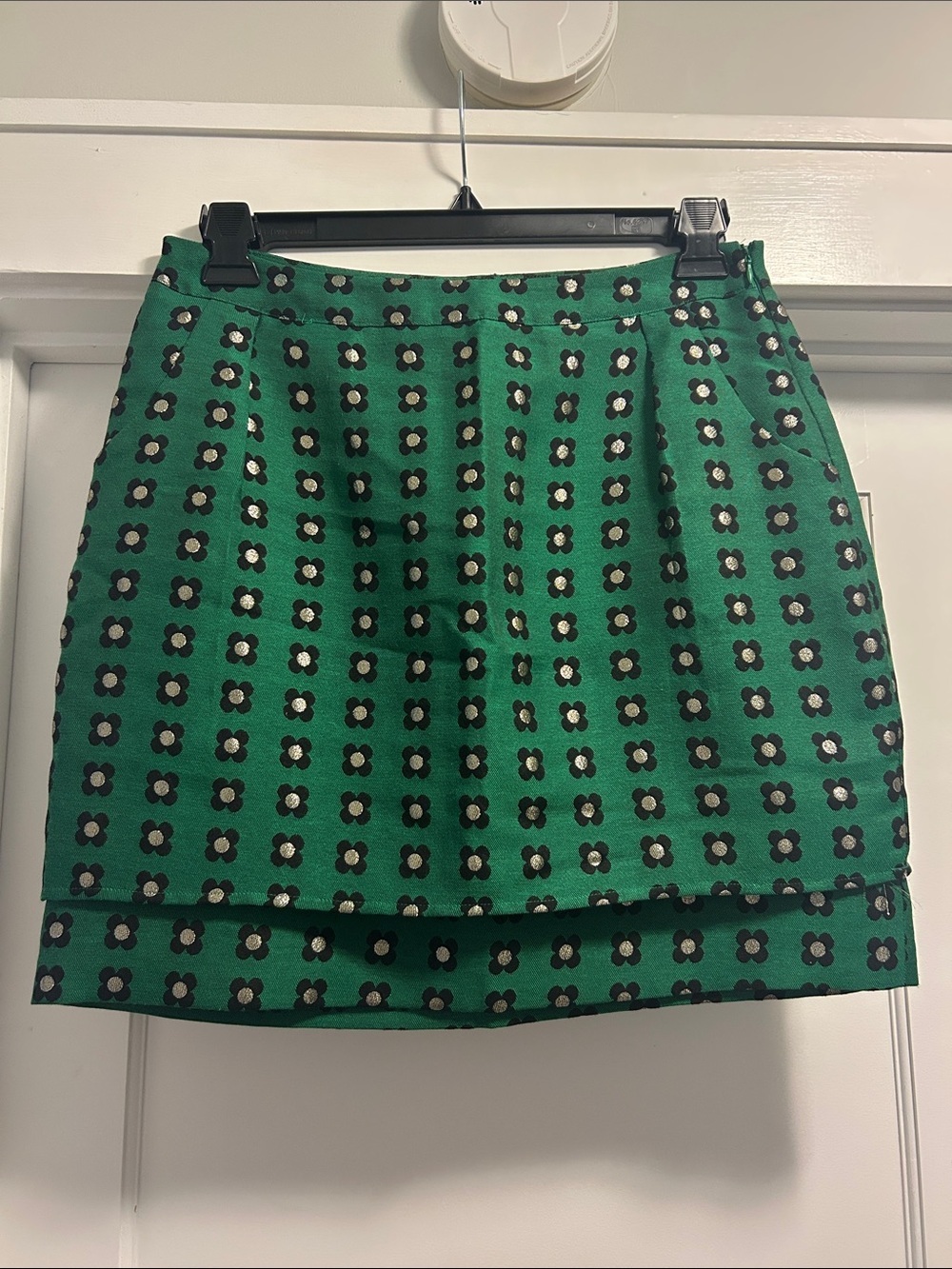 HD in Paris Anthropologie Green Floral Mini Skirt - 8 Petite, NWOT